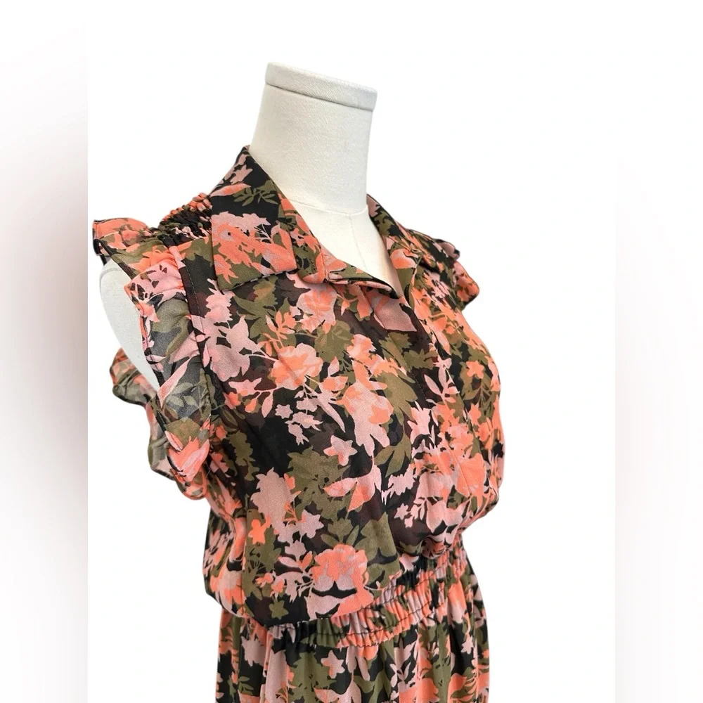 Misa Los Angeles Editha Dress Floral Pink Coral Black Green Size XS NWT w/ Flaw - Picture 5 of 13